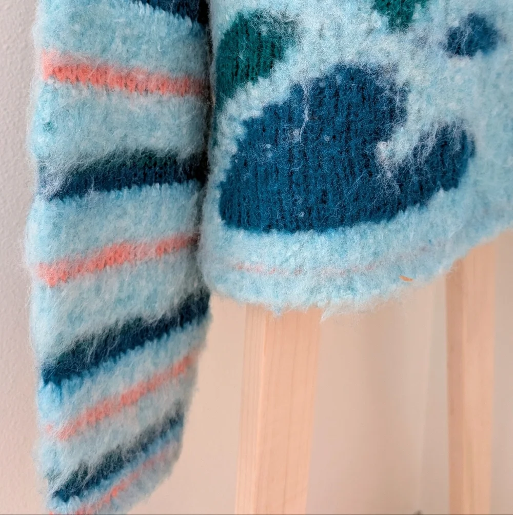 ✨SOLD✨ NWT Free People Lily Pullover Striped & Floral Oversized Sweater - Picture 9 of 11